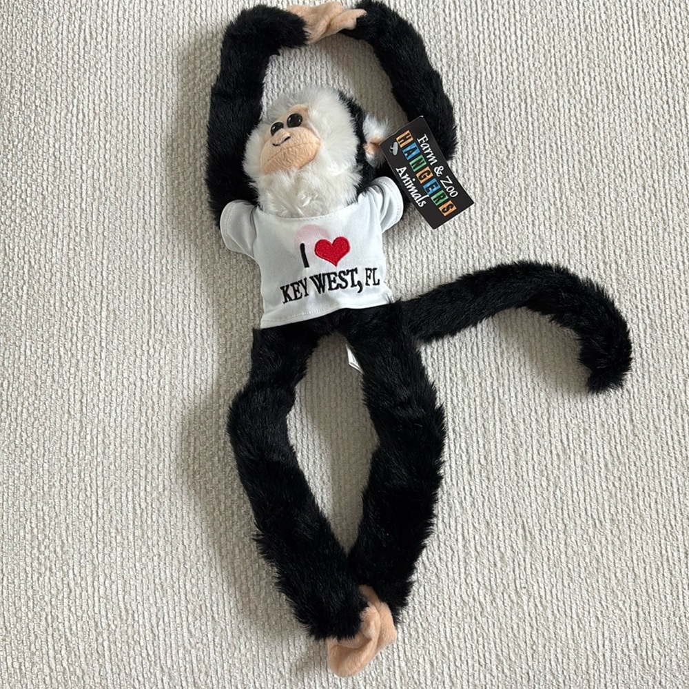 Hanging monkey stuffed animal toy I love key west NWT